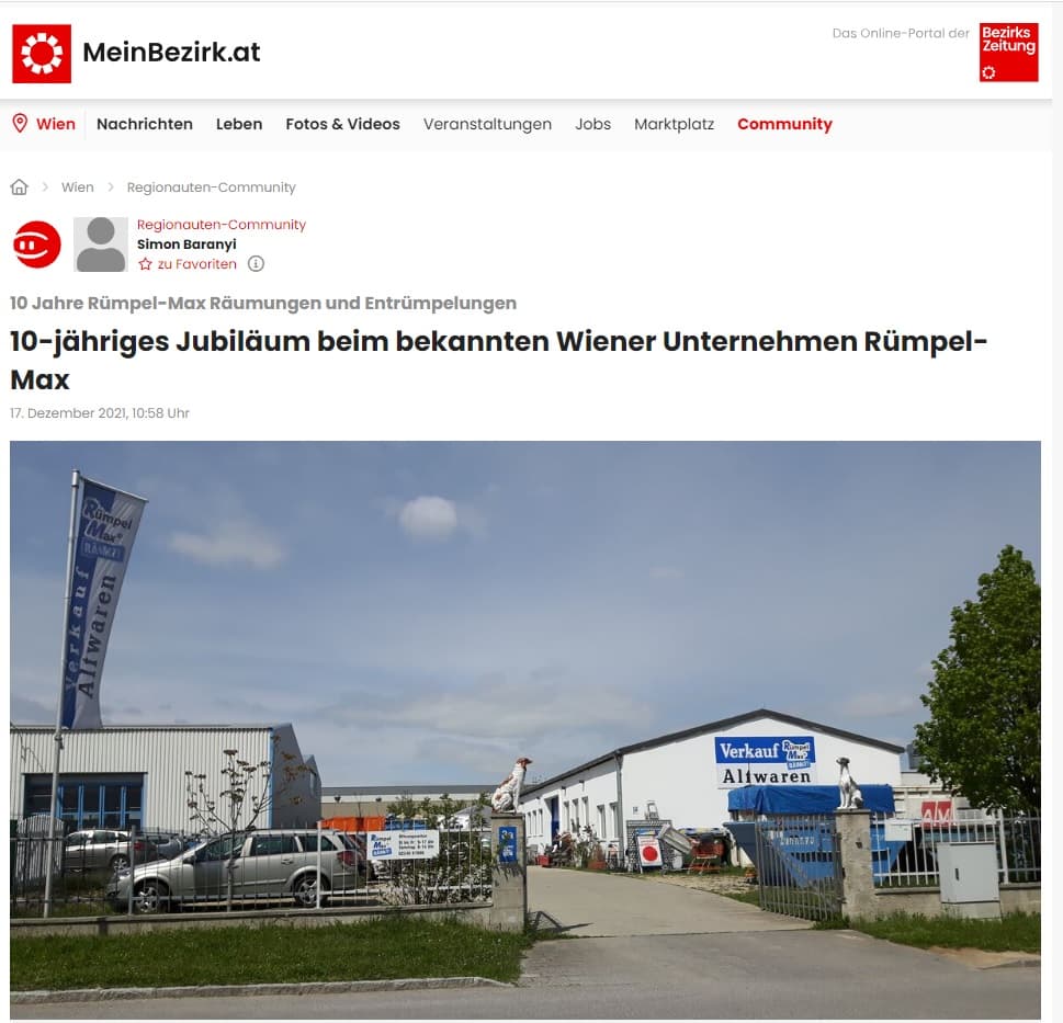 10 Jahre Rümpel Max: Jubiläumsbericht auf meinbezirk.at