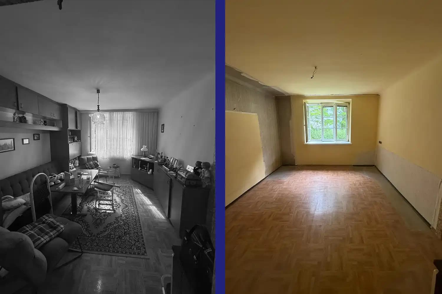 Vorher-Nachher Bild einer Entrümpelung – Wien, 2024