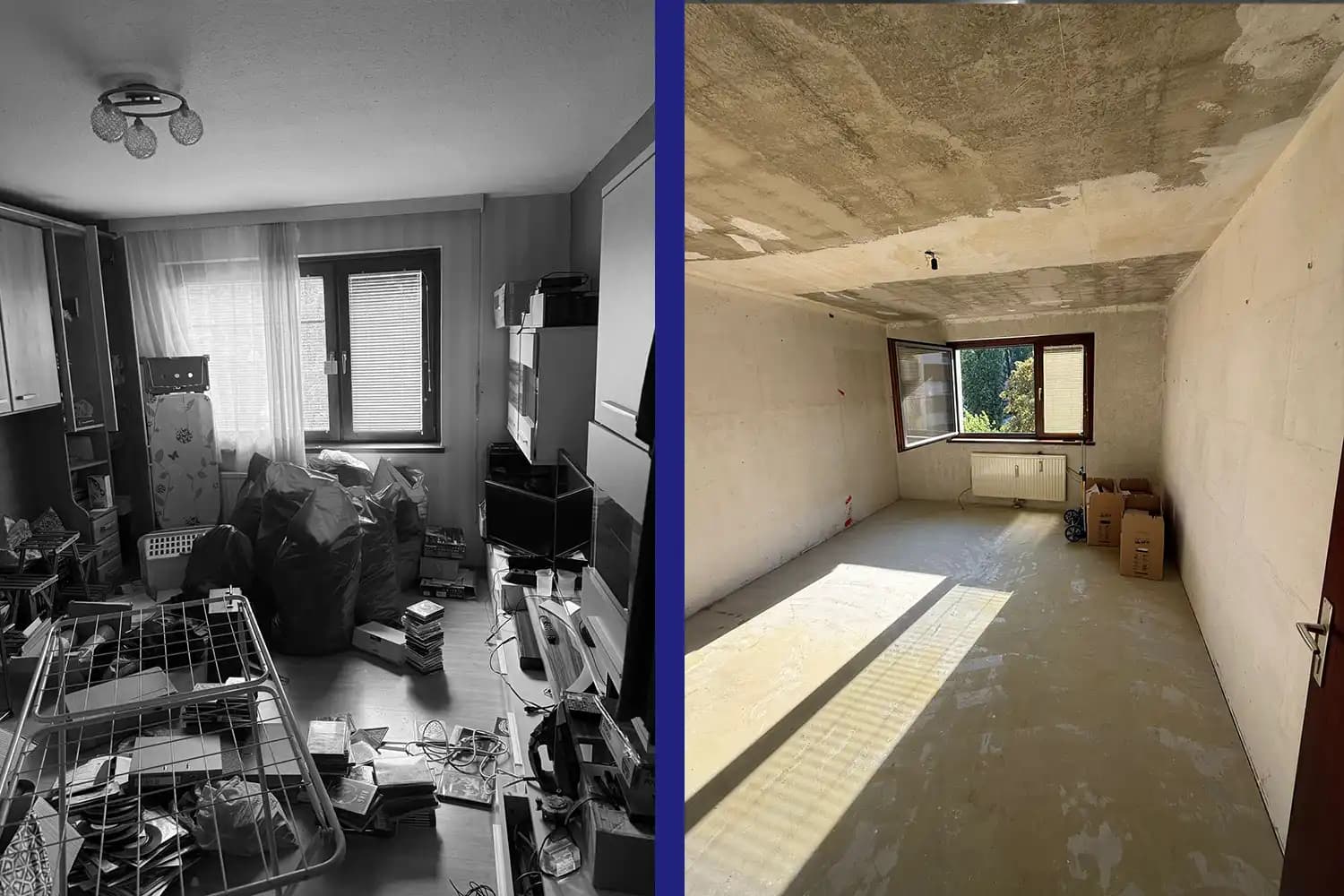 Vorher-Nachher Bild einer Entrümpelung – 1030 Wien, 2025